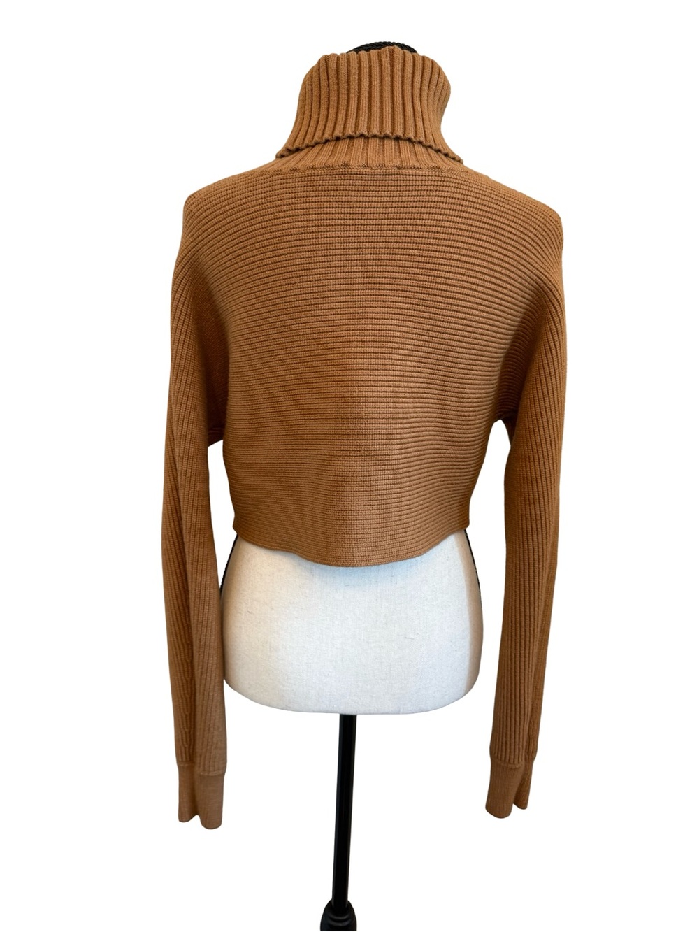 House of Harlow 1960 Camel Ribbed Cropped Turtleneck Sweater Pullover Small - Picture 4 of 12